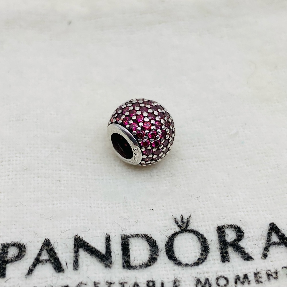 Pandora Charm Red Pavé Sphere with Red Zirconia Sterling Silver 925 ALE